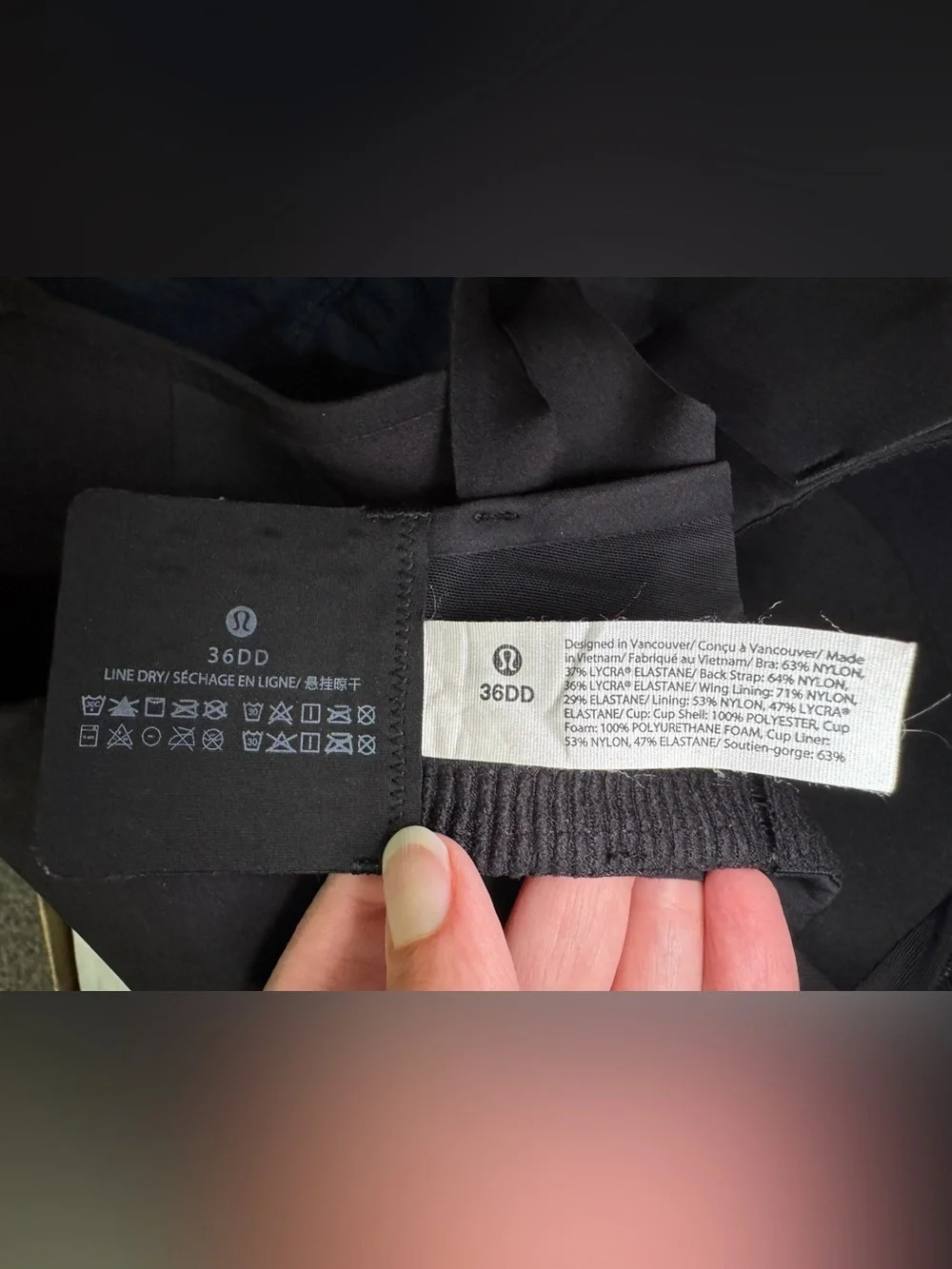 Lululemon AirSupport Bra High Support, C-DDD Cups Black / Asphalt Grey (36DD)